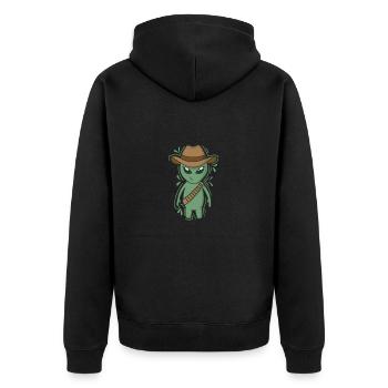 Alien with Cowboy Hat - Unisex Premium Organic Zip Hoodie - black - Back - Nico (187cm)