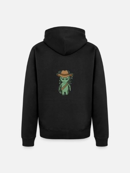 Alien with Cowboy Hat - Unisex Premium Organic Zip Hoodie - black