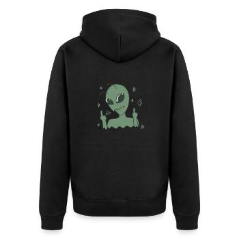 Aliens shows middle finger - Unisex Premium Organic Zip Hoodie - black - Back - Nico (187cm)