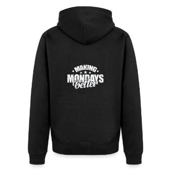 Making Mondays Better - Unisex Premium Bio Zip Hoodie - Schwarz - Hinten - Nico (187cm)