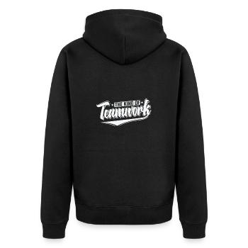 The King of Teamwork - Unisex Premium Bio Zip Hoodie - Schwarz - Hinten - Nico (187cm)