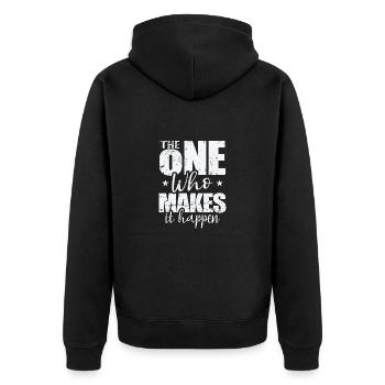 The One Who Makes It Happen - Unisex Premium Organic Zip Hoodie - black - Back - Nico (187cm)
