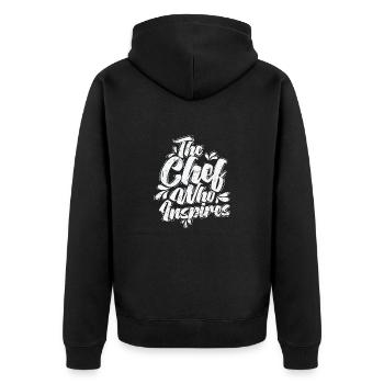 Le chef qui inspire - Veste à capuche bio Premium Unisexe - noir - Dos - Nico (187cm)