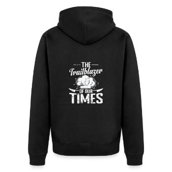 The Trailblazer of Our Times - Unisex Premium Organic Zip Hoodie - black - Back - Nico (187cm)