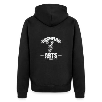 Bachelor of Arts Kunst und Gestaltung - Unisex Premium Bio Zip Hoodie - Schwarz - Hinten - Nico (187cm)