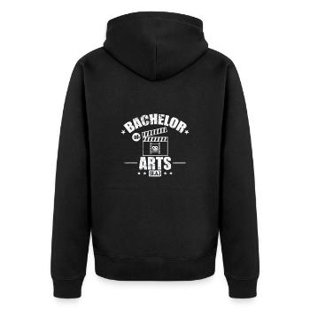 Bachelor of Arts Kunstwissenschaft - Unisex Premium Bio Zip Hoodie - Schwarz - Hinten - Nico (187cm)
