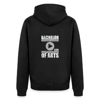 Bachelor of Arts Kreative Studien - Unisex Premium Bio Zip Hoodie - Schwarz - Hinten - Nico (187cm)