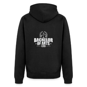 Bachelor of Arts (B.A.) - Unisex Premium Bio Zip Hoodie - Schwarz - Hinten - Nico (187cm)