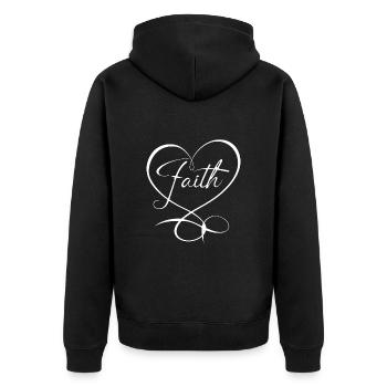 Faith Herz Christen Religion Christ Geschenk - Unisex Premium Bio Zip Hoodie - Schwarz - Hinten - Nico (187cm)