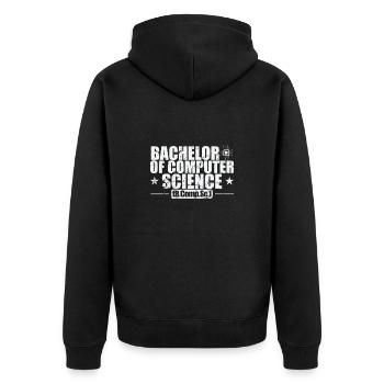 Bachelor of Computer Science - Unisex Premium Bio Zip Hoodie - Schwarz - Hinten - Nico (187cm)