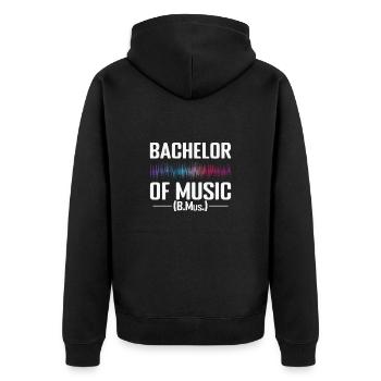 Bachelor of Music (B.Mus.) - Unisex Premium Bio Zip Hoodie - Schwarz - Hinten - Nico (187cm)