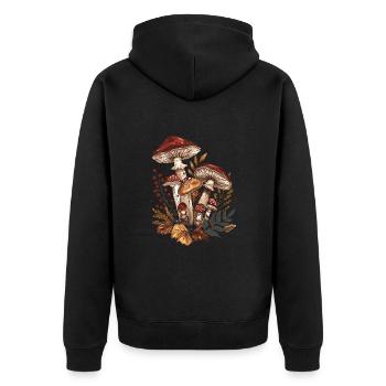 Toadstools Cottagecore Mushrooms Graphic Naturecore - Unisex Premium Organic Zip Hoodie - black - Back - Nico (187cm)