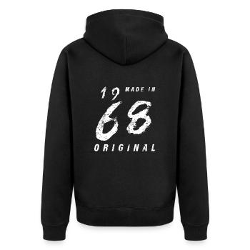 Made In 1968 Original Birthday Grunge Distressed - Unisex Premium Organic Zip Hoodie - black - Back - Nico (187cm)
