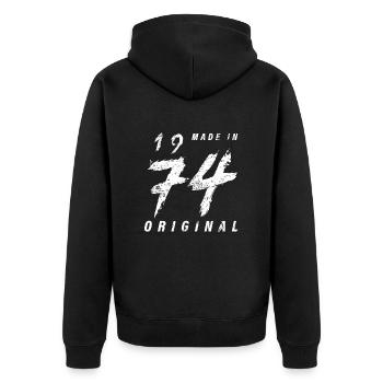 Made In 1974 Original Geburtstag Grunge Distressed - Unisex Premium Bio Zip Hoodie - Schwarz - Hinten - Nico (187cm)