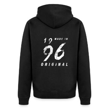 Fabriqué en 1996 Original Anniversaire Grunge en détresse - Veste à capuche bio Premium Unisexe - noir - Dos - Nico (187cm)