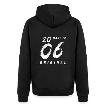 Made In 2006 Original Geburtstag Grunge Distressed - Unisex Premium Bio Zip Hoodie - Schwarz - Hinten - Nico (187cm)
