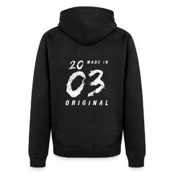 Made In 2003 Original Birthday Grunge Distressed - Unisex Premium Organic Zip Hoodie - black - Back - Nico (187cm)