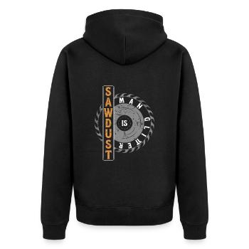 Sawdust Is Man Glitter Schreiner Holzarbeiter - Unisex Premium Bio Zip Hoodie - Schwarz - Hinten - Nico (187cm)