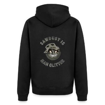 Sawdust Is Man Glitter Schreiner Tischler Geschenk - Unisex Premium Bio Zip Hoodie - Schwarz - Hinten - Nico (187cm)