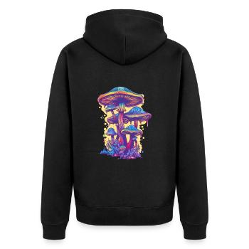Psychedelic Pilze Magic Mushrooms Festival - Unisex Premium Organic Zip Hoodie - black - Back - Nico (187cm)