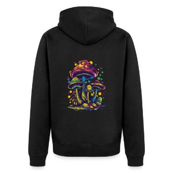 Magic Mushrooms Pilze Psychedelic Festival - Unisex Premium Organic Zip Hoodie - black - Back - Nico (187cm)