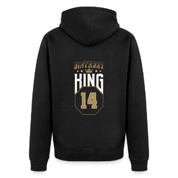 Birthday King 14 Jahre 14. Geburtstag Geschenk - Unisex Premium Bio Zip Hoodie - Schwarz - Hinten - Nico (187cm)