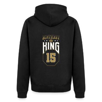 Anniversaire Roi 15 ans 15ème anniversaire Cadeau - Veste à capuche bio Premium Unisexe - noir - Dos - Nico (187cm)