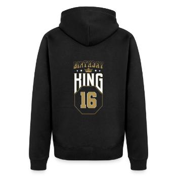 Birthday King 16 Years 16th Birthday Gift - Unisex Premium Organic Zip Hoodie - black - Back - Nico (187cm)