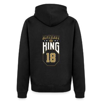 Birthday King 18 Years 18th Birthday Gift - Unisex Premium Organic Zip Hoodie - black - Back - Nico (187cm)