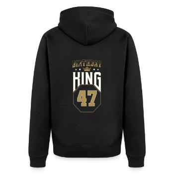 Birthday King 47 Jahre 47. Geburtstag Geschenk - Unisex Premium Bio Zip Hoodie - Schwarz - Hinten - Nico (187cm)