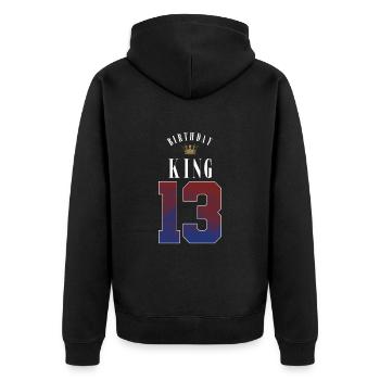 Birthday King 13 Years 13th Birthday Gift - Unisex Premium Organic Zip Hoodie - black - Back - Nico (187cm)