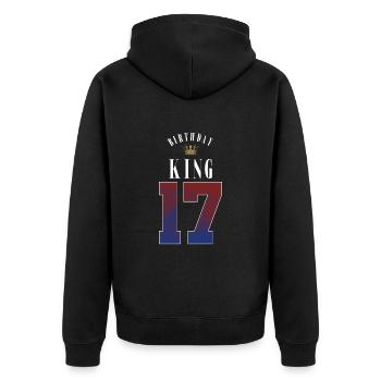 Birthday King 17 Jahre 17. Geburtstag Geschenk - Unisex Premium Bio Zip Hoodie - Schwarz - Hinten - Nico (187cm)