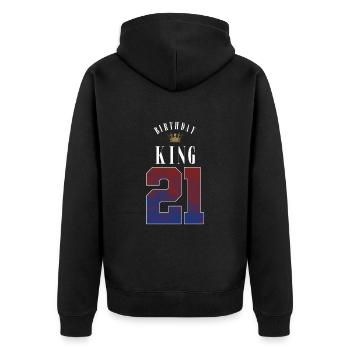 Anniversaire Roi 21 ans 21e anniversaire Cadeau - Veste à capuche bio Premium Unisexe - noir - Dos - Nico (187cm)