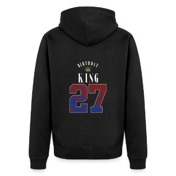 Anniversaire Roi 27 ans 27e anniversaire Cadeau - Veste à capuche bio Premium Unisexe - noir - Dos - Nico (187cm)