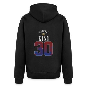 Birthday King 30 Jahre 30. Geburtstag Geschenk - Unisex Premium Bio Zip Hoodie - Schwarz - Hinten - Nico (187cm)