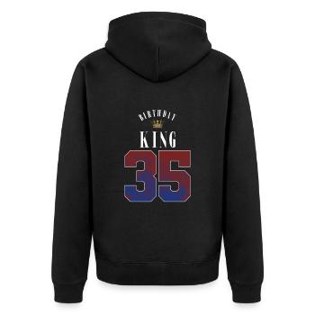 Birthday King 35 Jahre 35. Geburtstag Geschenk - Unisex Premium Bio Zip Hoodie - Schwarz - Hinten - Nico (187cm)
