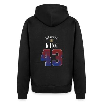 Birthday King 43 Jahre 43. Geburtstag Geschenk - Unisex Premium Bio Zip Hoodie - Schwarz - Hinten - Nico (187cm)