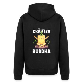 KräuterBuddha Beurre aux herbes Méditation Yoga amusante - Veste à capuche bio Premium Unisexe - noir - Dos - Nico (187cm)