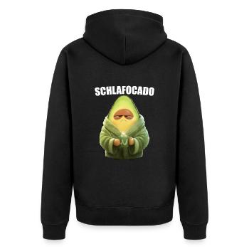 Avocado Schlafocado Kaffee Morgenmuffel Geschenk - Unisex Premium Bio Zip Hoodie - Schwarz - Hinten - Nico (187cm)