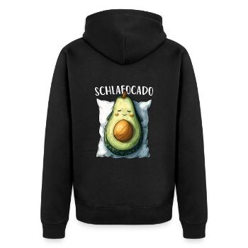 Avocado Schlafocado Morgenmuffel Kaffee Geschenk - Unisex Premium Bio Zip Hoodie - Schwarz - Hinten - Nico (187cm)