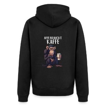 Monkey needs coffee coffee morning grouch chimpanzee - Unisex Premium Organic Zip Hoodie - black - Back - Nico (187cm)