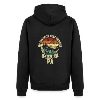 Bike Buddies Vatertag Vater Kinder Geschenk - Unisex Premium Bio Zip Hoodie - Schwarz - Hinten - Nico (187cm)