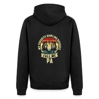 Bowling Buddies Vatertag Vater Kinder Geschenk - Unisex Premium Bio Zip Hoodie - Schwarz - Hinten - Nico (187cm)