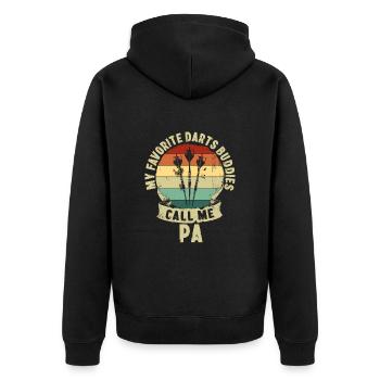 Darts Buddies Father's Day Father Kids Gift - Unisex Premium Organic Zip Hoodie - black - Back - Nico (187cm)
