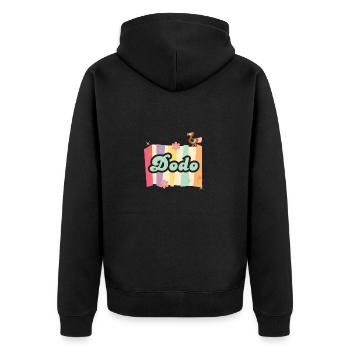 playful dodo - Unisex Premium Organic Zip Hoodie - black - Back - Nico (187cm)