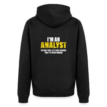 Analytiker Lustig Spruch Beruf Kollegen Geschenk - Unisex Premium Bio Zip Hoodie - Schwarz - Hinten - Nico (187cm)