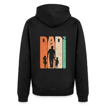 Dad High 2 Father Daughter Son Retro Gift - Unisex Premium Organic Zip Hoodie - black - Back - Nico (187cm)