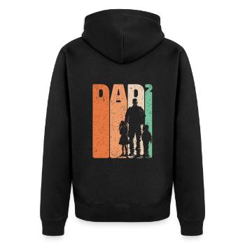 Dad High 2 Father Son Daughter Retro Gift - Unisex Premium Organic Zip Hoodie - black - Back - Nico (187cm)