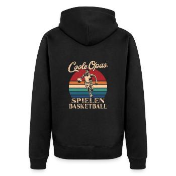Coole Opas spielen Basketball Retro Großvater - Unisex Premium Bio Zip Hoodie - Schwarz - Hinten - Nico (187cm)