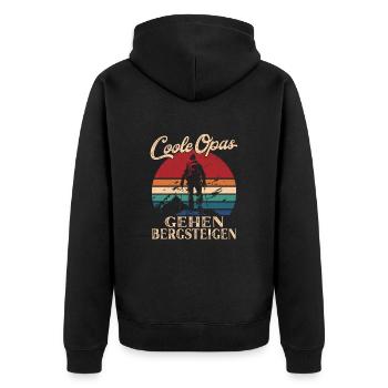 Cool Grandpas Walking Mountaineering Retro Grandpa - Unisex Premium Organic Zip Hoodie - black - Back - Nico (187cm)